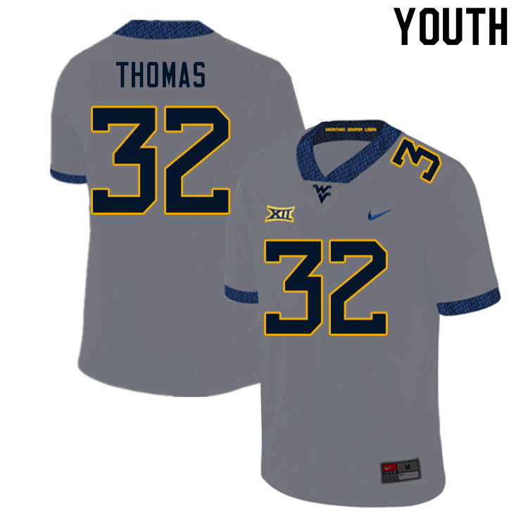 NCAA Youth James Thomas West Virginia Mountaineers Gray #32 Nike Stitched Football College Authentic Jersey RL23Y43QG